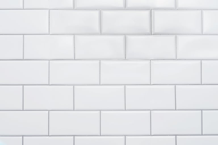 fake white subway tile wall making a seamless backdrop